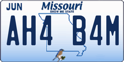 MO license plate AH4B4M