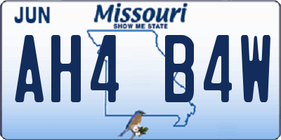 MO license plate AH4B4W