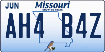 MO license plate AH4B4Z