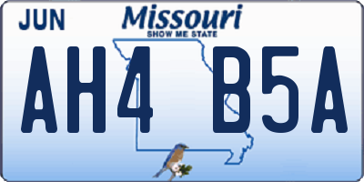 MO license plate AH4B5A