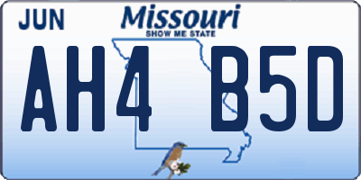 MO license plate AH4B5D