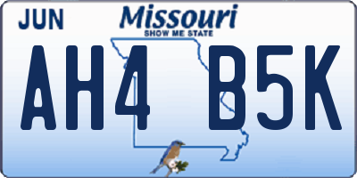MO license plate AH4B5K