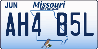 MO license plate AH4B5L