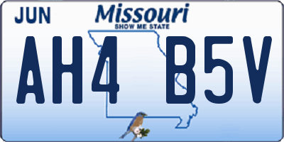 MO license plate AH4B5V
