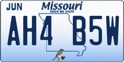 MO license plate AH4B5W