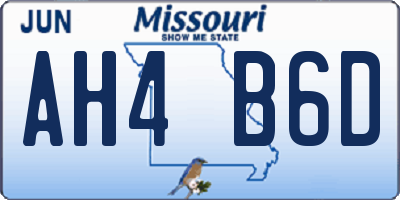 MO license plate AH4B6D