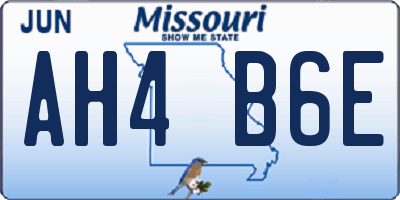 MO license plate AH4B6E
