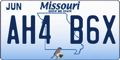 MO license plate AH4B6X