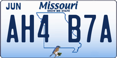 MO license plate AH4B7A