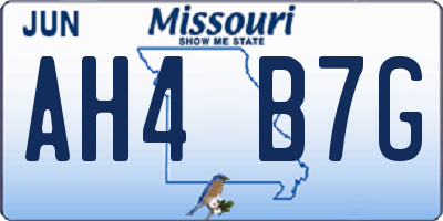 MO license plate AH4B7G