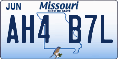 MO license plate AH4B7L