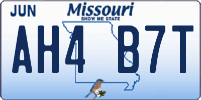 MO license plate AH4B7T