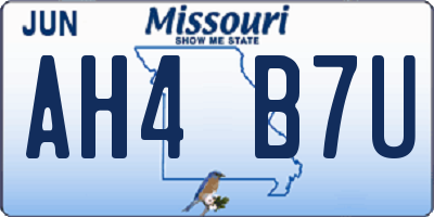 MO license plate AH4B7U