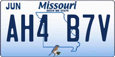 MO license plate AH4B7V