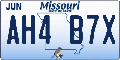 MO license plate AH4B7X