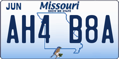 MO license plate AH4B8A
