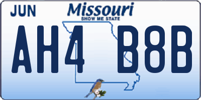 MO license plate AH4B8B