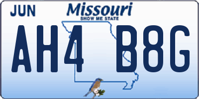 MO license plate AH4B8G