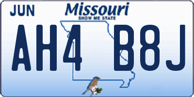 MO license plate AH4B8J