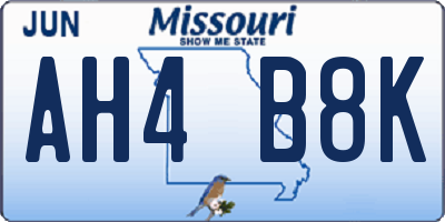 MO license plate AH4B8K