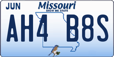 MO license plate AH4B8S