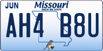 MO license plate AH4B8U