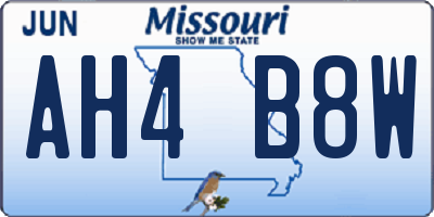 MO license plate AH4B8W