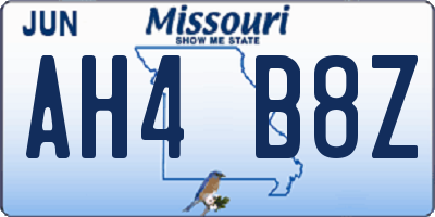 MO license plate AH4B8Z