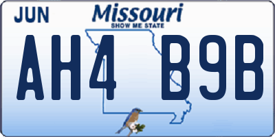 MO license plate AH4B9B