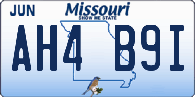 MO license plate AH4B9I