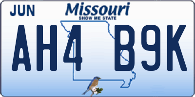 MO license plate AH4B9K