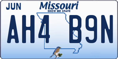 MO license plate AH4B9N
