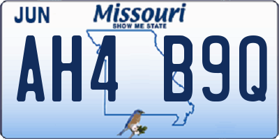 MO license plate AH4B9Q