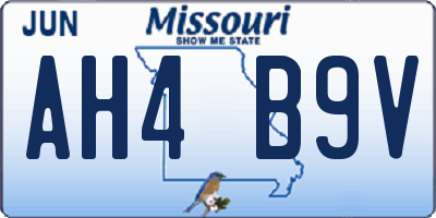 MO license plate AH4B9V
