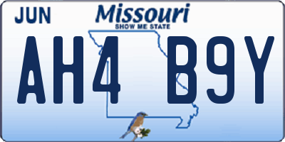 MO license plate AH4B9Y