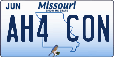 MO license plate AH4C0N