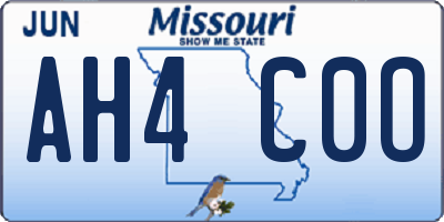 MO license plate AH4C0O