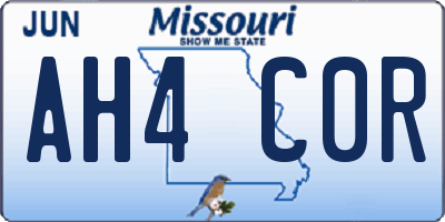 MO license plate AH4C0R