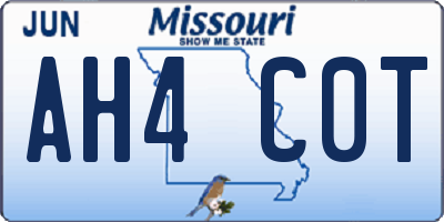 MO license plate AH4C0T