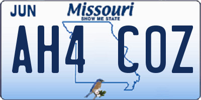 MO license plate AH4C0Z