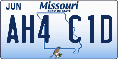 MO license plate AH4C1D