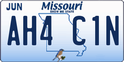 MO license plate AH4C1N