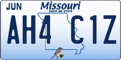 MO license plate AH4C1Z