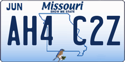 MO license plate AH4C2Z
