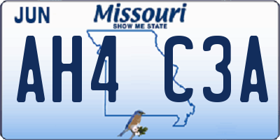MO license plate AH4C3A