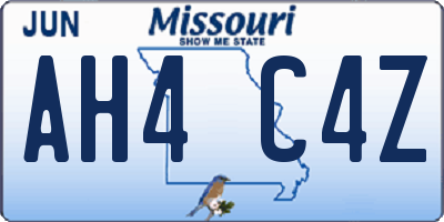 MO license plate AH4C4Z