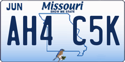MO license plate AH4C5K