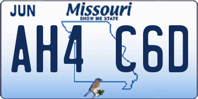 MO license plate AH4C6D