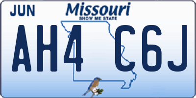 MO license plate AH4C6J