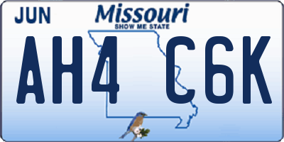 MO license plate AH4C6K
